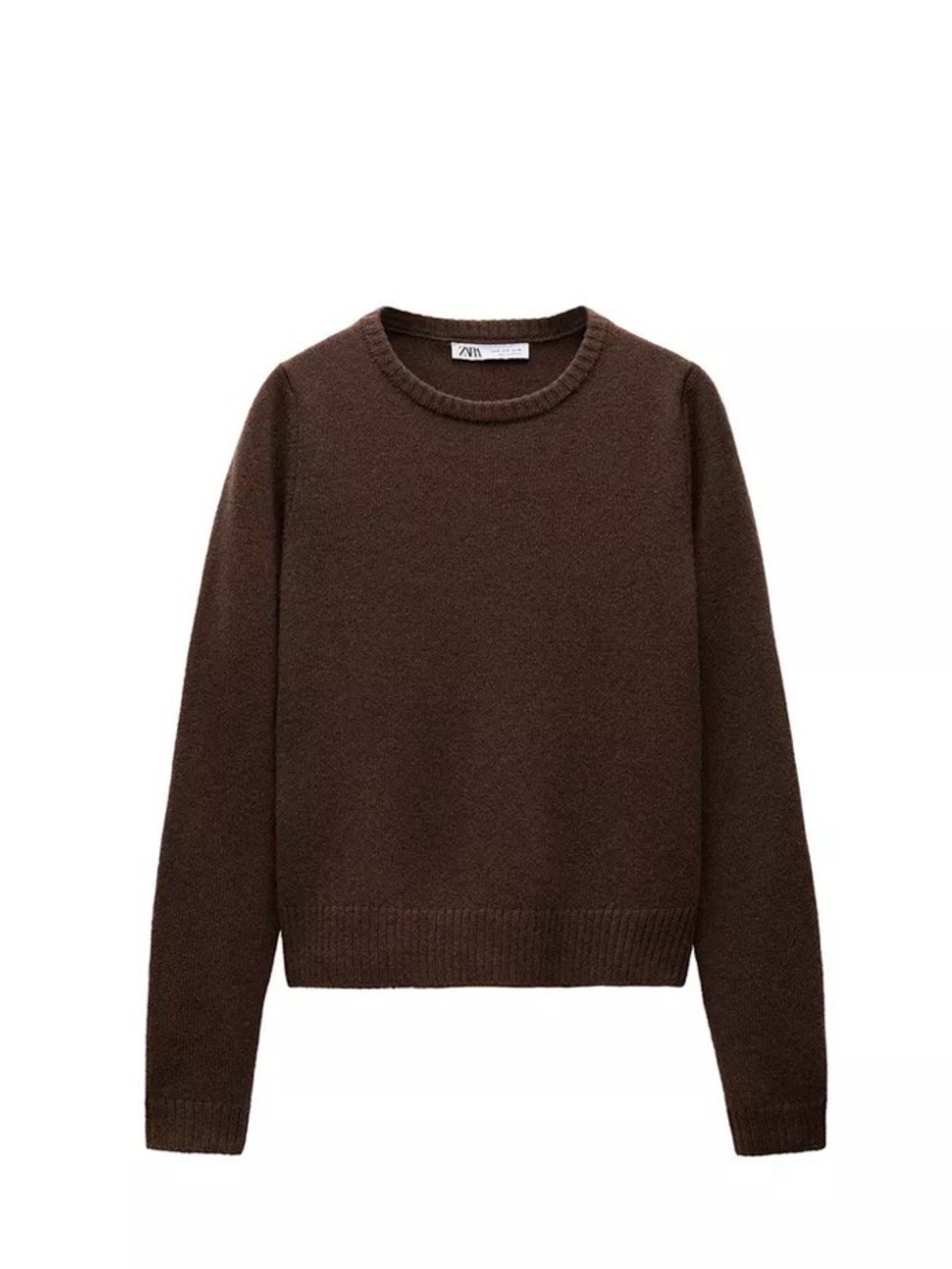 Zara 100% wool Chocolate Brown Crewneck Sweater size S